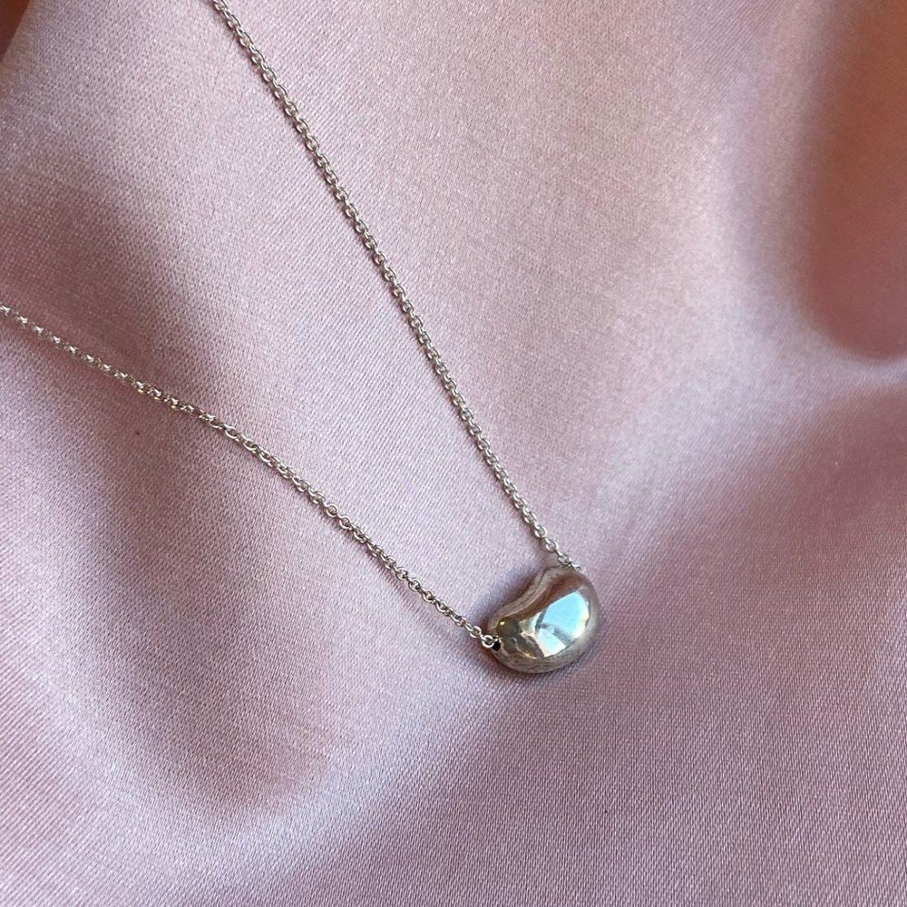 AUTH TIFFANY & CO. ELSA PERETTI BEAN 925 SILVER CHAIN NECKLACE